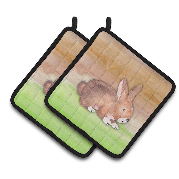 Carolines Treasures Rabbit Watercolor Pair of Pot Holders - BB7410PTHD