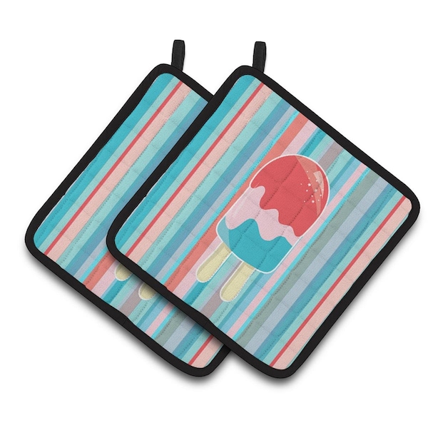 Carolines Treasures Ice Pop Popsicle Red Pink Blue Pair of Pot Holders - BB7062PTHD