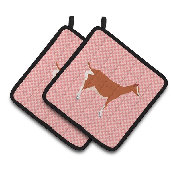 Carolines Treasures Toggenburger Goat Pink Check Pair of Pot Holders - BB7881PTHD