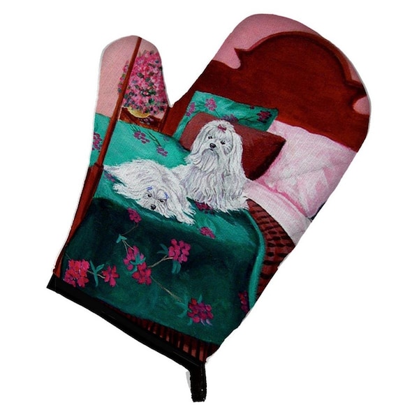 Carolines Treasures Maltese and Puppy Waiting on you Oven Mitt - 7110OVMT