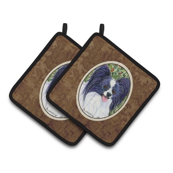 Carolines Treasures Papillon Pair of Pot Holders, 7.5 x 3 x 7.5 in. - SS8811PTHD