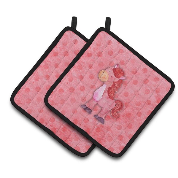 Carolines Treasures Polkadot Horse Watercolor Pair of Pot Holders - BB7379PTHD