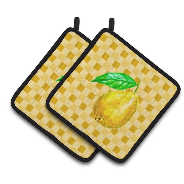 Carolines Treasures Guava on Basketweave Pair of Pot Holders - BB7230PTHD