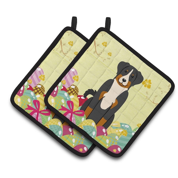 Carolines Treasures Easter Eggs Appenzeller Sennenhund Pair of Pot Holders - BB6043PTHD