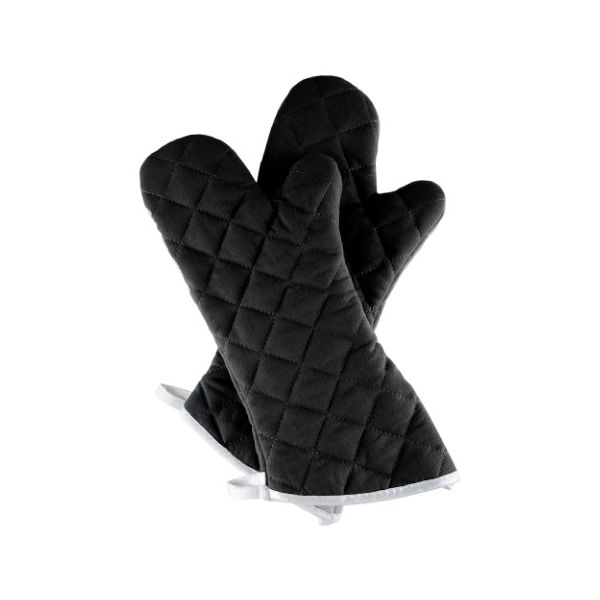 Hastings Home Oven Mitts, Set of 2 Oversized Quilted Mittens, Flame and Heat Resistant By Hastings Home (Black) - 348947OKB