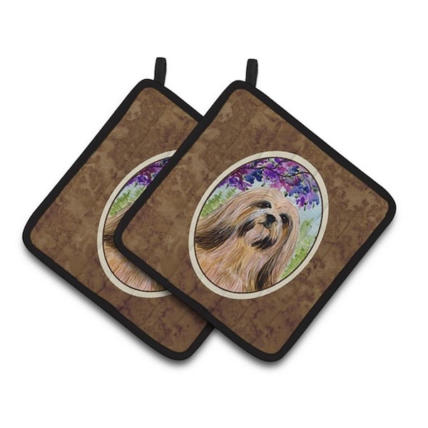 Carolines Treasures Lhasa Apso Pair of Pot Holders, 7.5 x 3 x 7.5 in. - SS8436PTHD