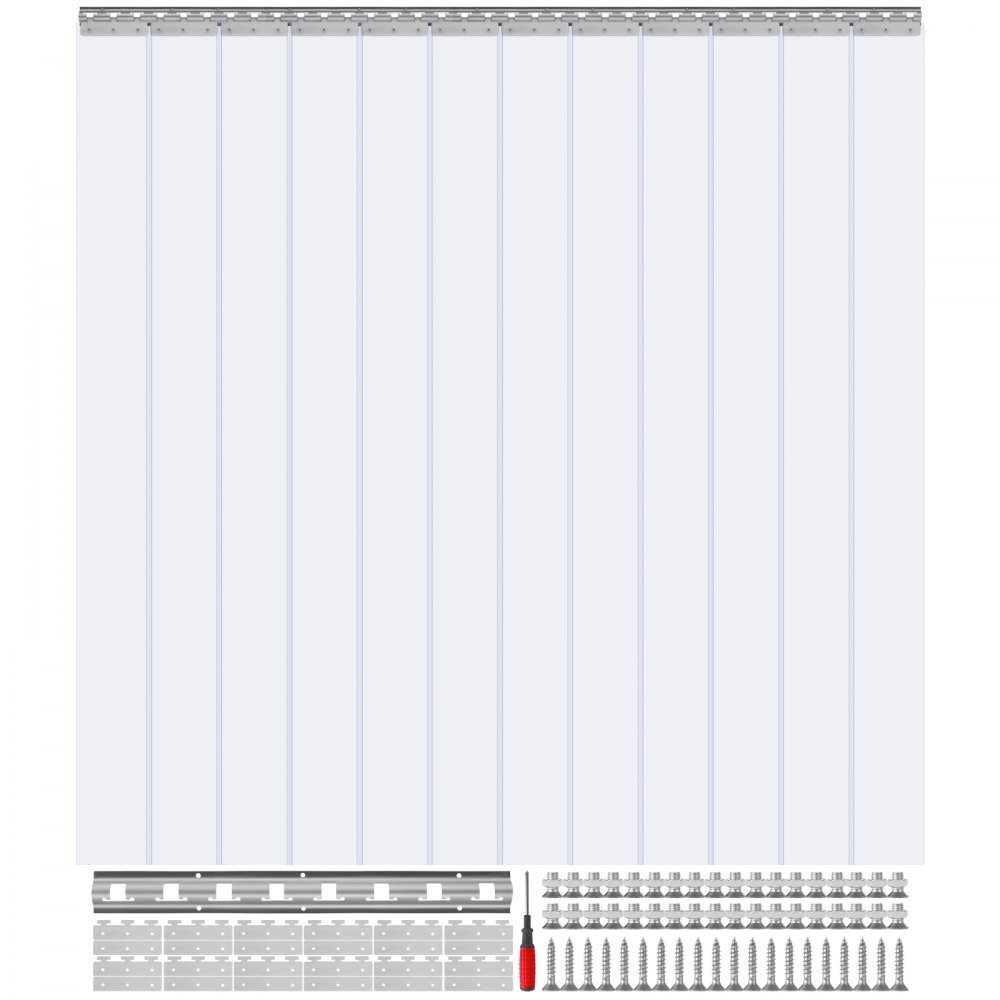VEVOR Strip Curtain, 96" Height x 72" Width, 0.08" Thickness, 12PCS Clear PVC Strip Door Curtain, Freezer Curtain, Plastic Door Strips for Walk in Freezers, Coolers & Warehouse Doors, with 50% Overlap - PZMLPZGHMPTLGE0VXV0