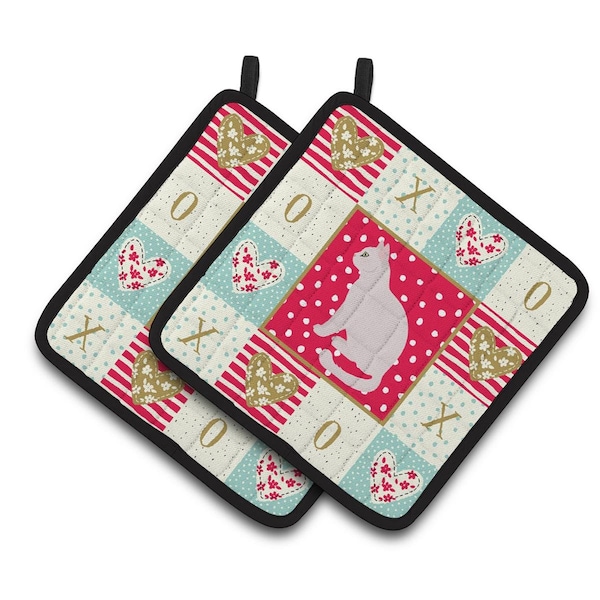 Carolines Treasures 7.5 x 7.5 in. Burmilla No.2 Cat Love Pair of Pot Holders - CK5750PTHD
