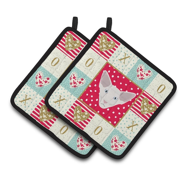 Carolines Treasures 7.5 x 7.5 in. Oriental Longhair Cat Love Pair of Pot Holders - CK5142PTHD