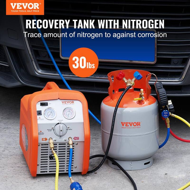 VEVOR Refrigerant Recovery Tank, 30 lbs. Capacity, 400 psi Portable Cylinder Tank with Y-Valve, High-sealing Recovery Can - LMHSGWFDK3014DZJGV0-0807