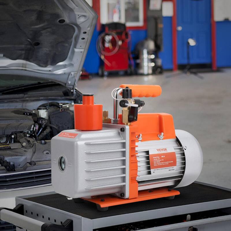 VEVOR Rotary Vane Vacuum Pump 1/2 HP 2 Stage AC Vacuum Pump 7 CFM 1/4 in. 3/8 in. SAE 1/2 in. ACME Male Inlet for HVAC Repair - KDZ7CFM370WA1J1T5V1