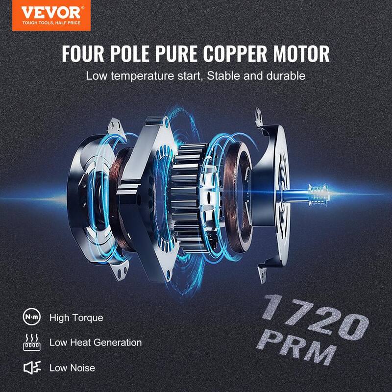 VEVOR Rotary Vane Vacuum Pump 1/2 HP 2 Stage AC Vacuum Pump 7 CFM 1/4 in. 3/8 in. SAE 1/2 in. ACME Male Inlet for HVAC Repair - KDZ7CFM370WA1J1T5V1