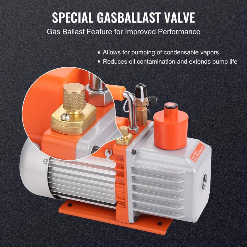 VEVOR Rotary Vane Vacuum Pump 1/2 HP 2 Stage AC Vacuum Pump 7 CFM 1/4 in. 3/8 in. SAE 1/2 in. ACME Male Inlet for HVAC Repair - KDZ7CFM370WA1J1T5V1