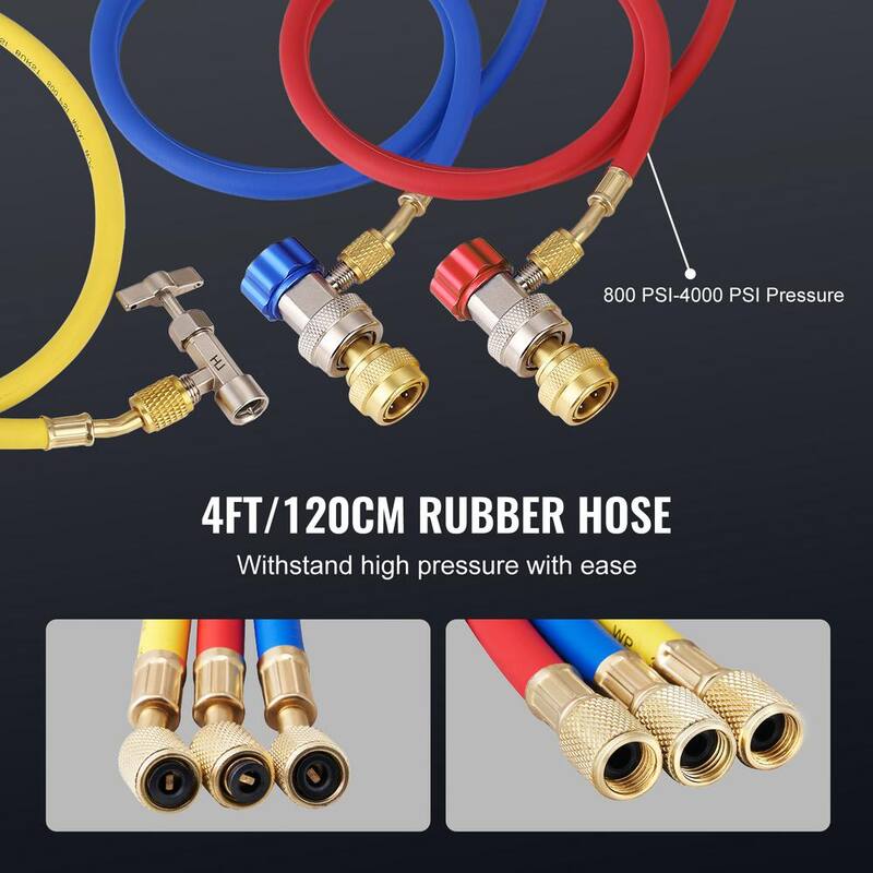 VEVOR HVAC Air Vacuum Pump 1/5 HP 3.5 CFM AC Vacuum Pump Gauge Set 1-Stage Rotary Vane with Hose Carry Bag for R134a R1234yf - K35CFM150WA2L21TAV1