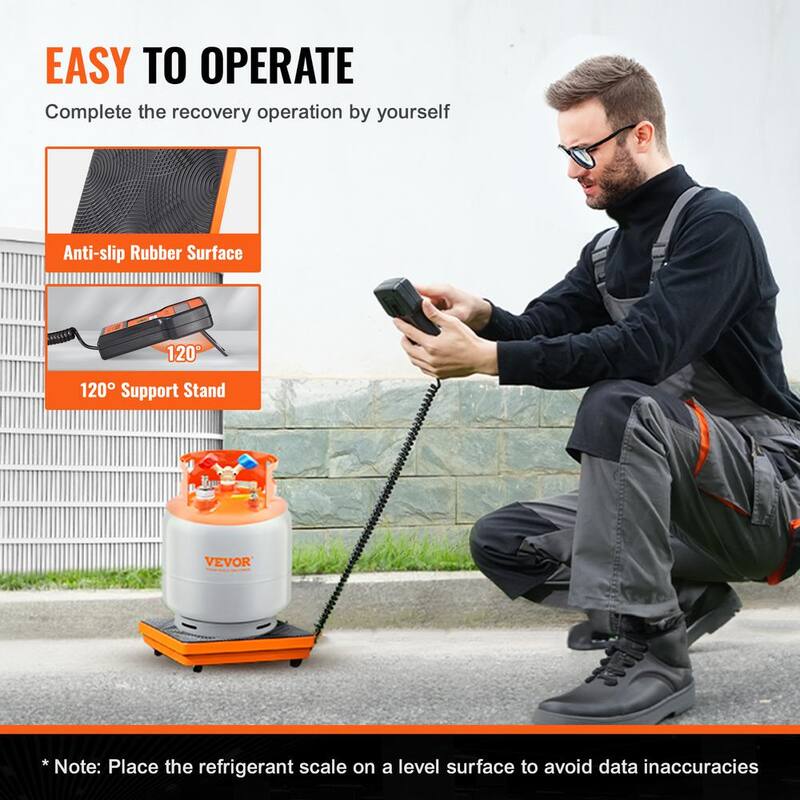 VEVOR Refrigerant Scale 220 lbs. HAVC Charging Recovery Freon Scale, 5 g Precision Electronic Digital Recovery Weight Scale - 220BLMCYXYKKMJVL1V9-0808
