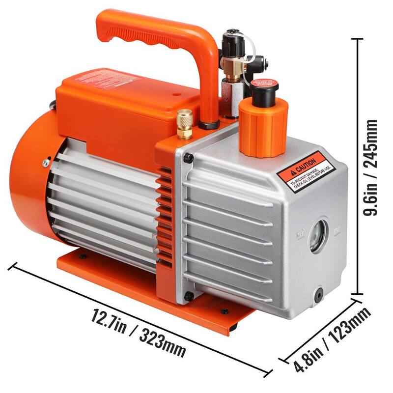 VEVOR 5 CFM Vacuum Pump 2 Stage 120-Volt Air Conditioning Vacuum Pump 1/2 HP 375 Watt Rotary Vane HVAC for Refrigeration HVAC - KDZKB5CFM375WZ63JV1