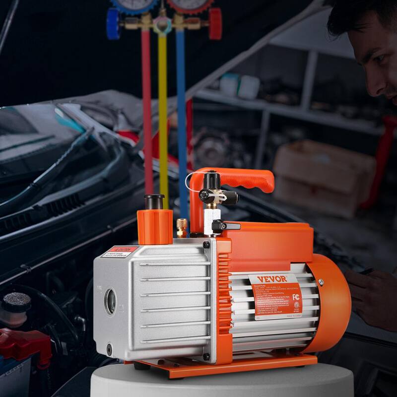 VEVOR 5 CFM Vacuum Pump 2 Stage 120-Volt Air Conditioning Vacuum Pump 1/2 HP 375 Watt Rotary Vane HVAC for Refrigeration HVAC - KDZKB5CFM375WZ63JV1