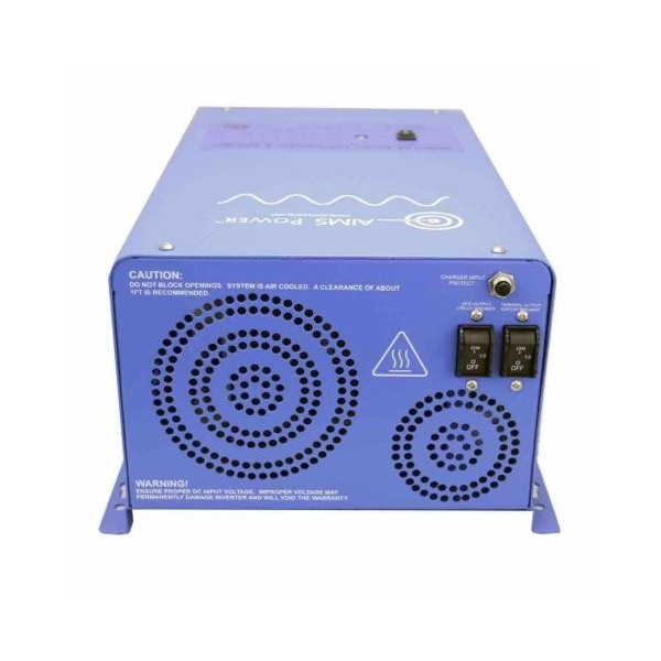 Aims Power Power Inverter and Battery Charger, Pure Sine Wave, 3,000 W Peak, 1,000 W Continuous, 2 Outlets - PICOGLF10W12V120V