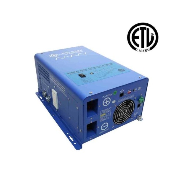 Aims Power Power Inverter and Battery Charger, Pure Sine Wave, 3,000 W Peak, 1,000 W Continuous, 2 Outlets - PICOGLF10W12V120V