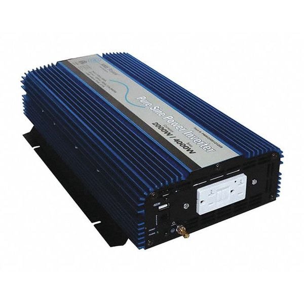Aims Power Power Inverter, Pure Sine Wave, 4,000 W Peak, 2,000 W Continuous, 2 Outlets - PWRI200012120S