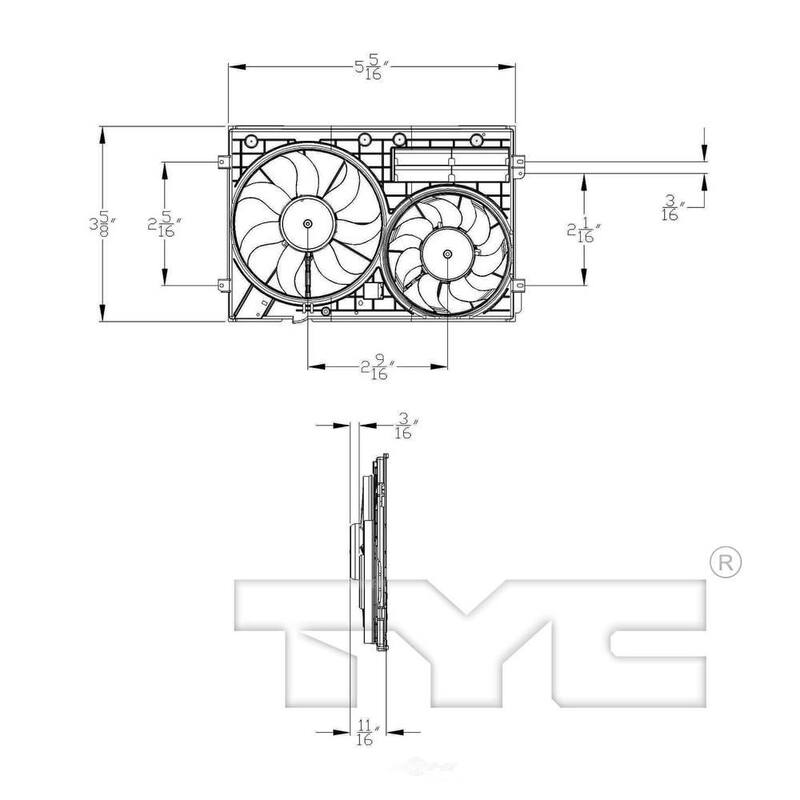 TYC Dual Radiator and Condenser Fan Assembly 2005-2006 Volkswagen Jetta 1.9L - 622820