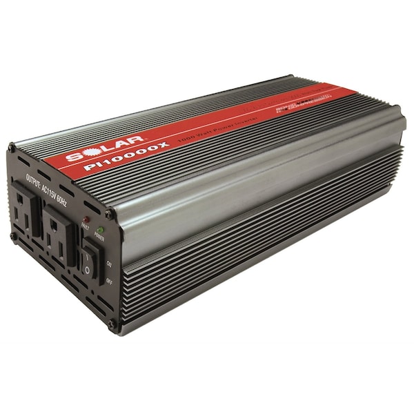 Solar Power Inverter, Modified Sine Wave, 2,000 W Peak, 1,000 W Continuous, 2 Outlets - SOLPI10000X