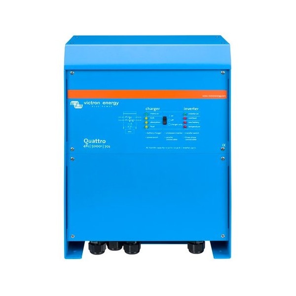 Victron Energy Power Inverter, Pure Sine Wave, 6,000 W Peak, 3,000 W Continuous, 2 Outlets - QUA483021100
