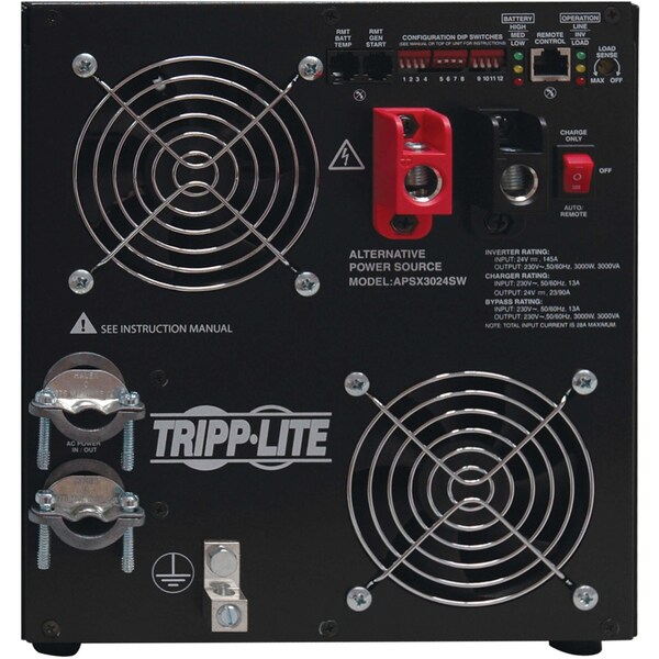 Tripp Lite Power Inverter and Battery Charger, Pure Sine Wave, 6,000 W Peak, 3,000 W Continuous, 1 Outlets - APSX3024SW