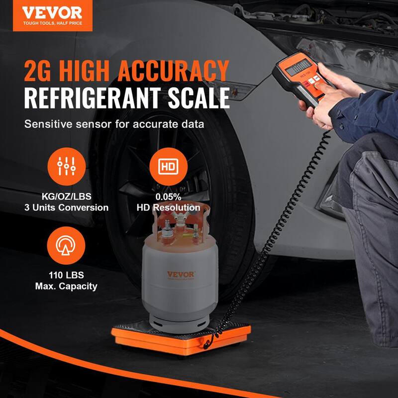 VEVOR Refrigerant Scale 110 lbs. HAVC Charging Recovery Freon Scale, 2 g Precision Electronic Digital Recovery Weight Scale - 110BLMCYXYKK59JRSV9-0808