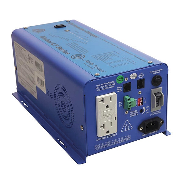 Aims Power Power Inverter and Battery Charger, Pure Sine Wave, 1,800 W Peak, 600 W Continuous, 1 Outlets - PICOGLF6W12V120V