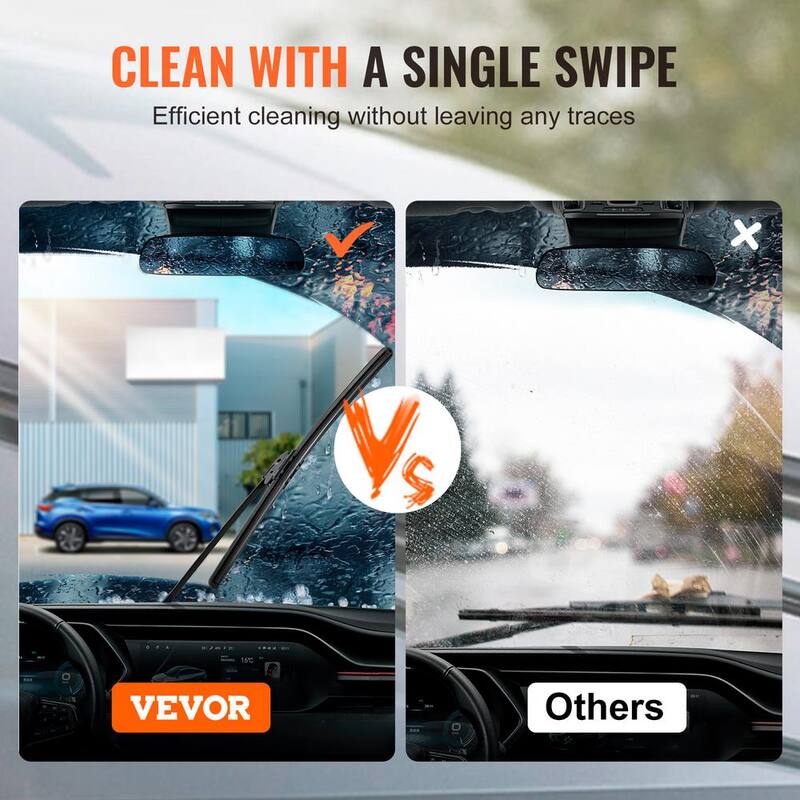 VEVOR 22 in. Rubber Wiper Blades 56 cm Universal Replacement Wind Shield Wipe Low Noise and Better Fit with 4-Different Clips - QCYGP22XJSIN0H68VV0