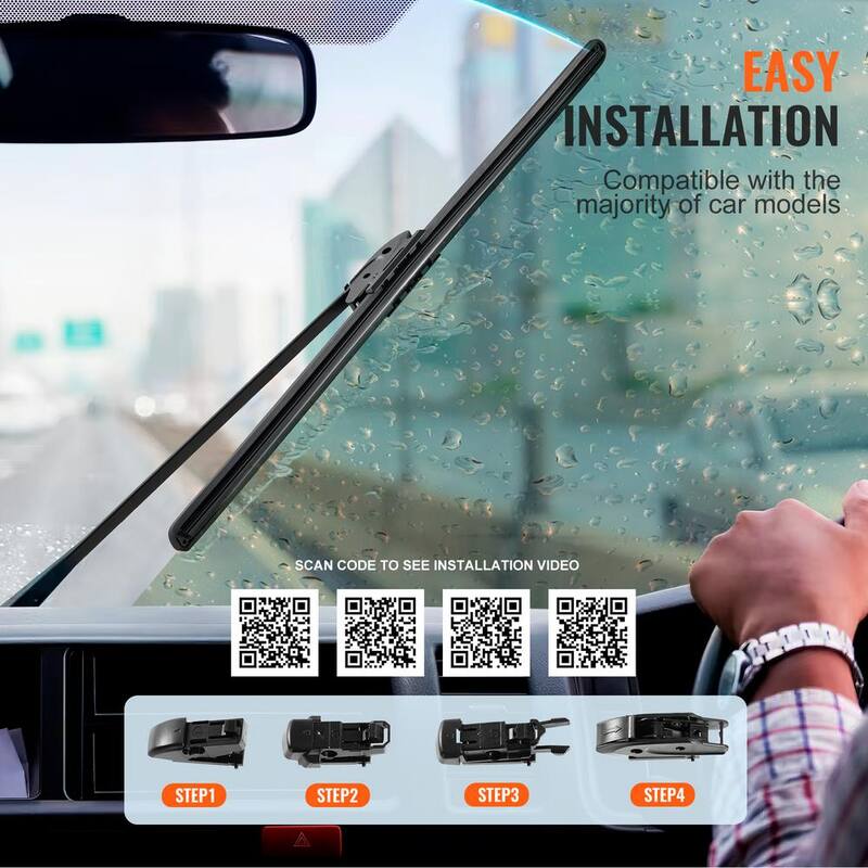 VEVOR 16 in. Rubber Wiper Blades 40 cm Universal Replacement Wind Shield Wiper Low Noise and Better Fit with 4-Different Clips - QCYGP16XJSINLNJBBV0