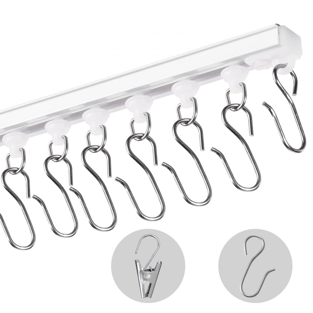 VEVOR Ceiling Curtain Track Set 9.9 FT/3 Meter Self Adhesive Room Divider White - THBCLGDTZPVCKEOX8V0