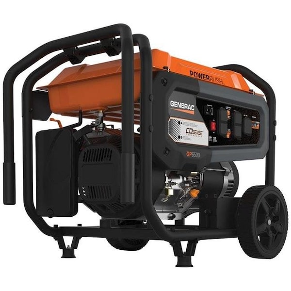 Generac Portable Generator, Gasoline, 6,500 W Rated, 8,125 W Surge, Recoil Start, 120/240V AC, 54.2/27.1 A - 249345