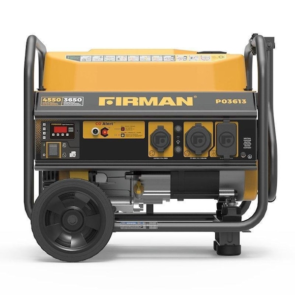 Firman Portable Generator with CO Alert, 30 A, 120 VAC, Gasoline, 5 gal Tank, 14 hr Run Time, Recoil Start - P03613