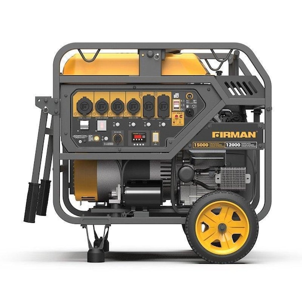 Firman Portable Generator, 30 A, 120/240 VAC, Gasoline, 13 gal Tank, 11 hr Run Time, Electric Start - P12002
