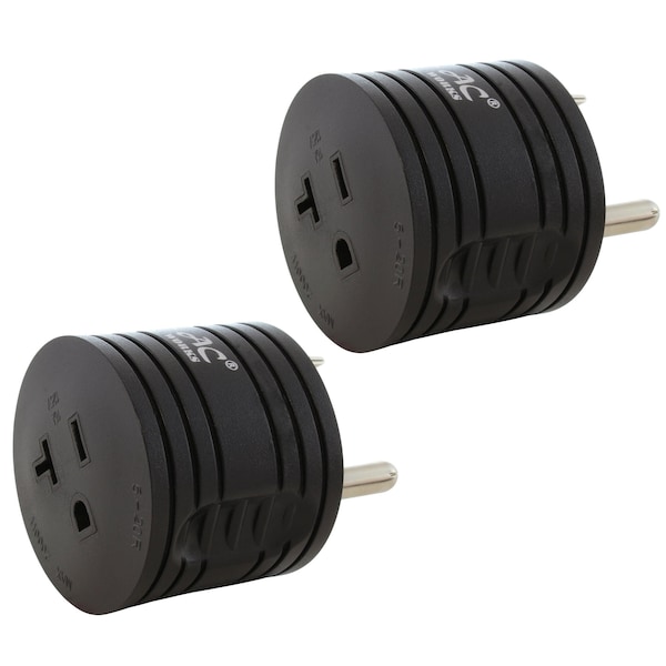Ac Works 2 Pack RV 30A TT-30P Plug to 5-20R 15/ 20A Household Outlet - RVTT520-BK-2PK