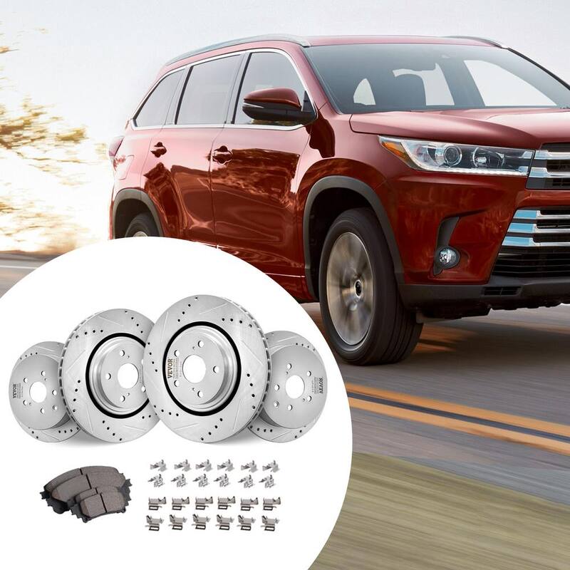 VEVOR Front and Rear Brake Kit Compatible with Toyota Sienna, Highlander, Lexus RX350, RX450h,Drilled and Slotted Brake Rotors - QCCCPTZHIGHLG1QCZV0