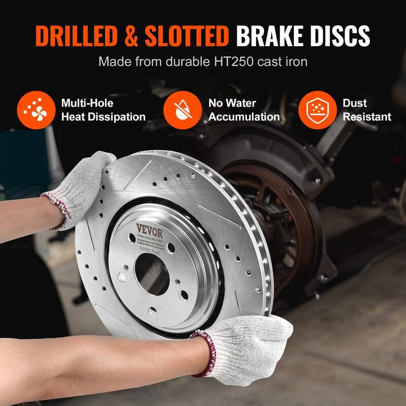 VEVOR Front and Rear Brake Kit Compatible with Toyota Sienna, Highlander, Lexus RX350, RX450h,Drilled and Slotted Brake Rotors - QCCCPTZHIGHLG1QCZV0