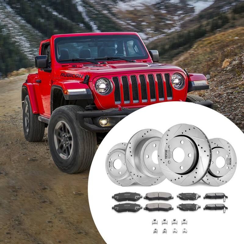 VEVOR Front and Rear Brake Kit Compatible with 2007-2017 Jeep Wrangler, Drilled and Slotted Brake Rotors - QCCCPTZJEEPWJETHKV0