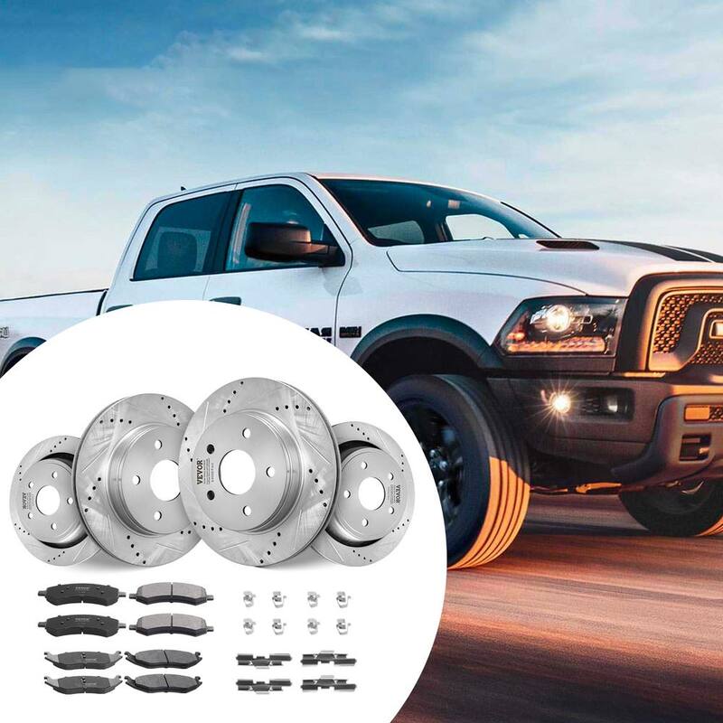 VEVOR Front and Rear Brake Kit for 06-2018 Dodge Ram 1500,07-2009 Dodge Durango Chrysler Aspen, Drilled Brake Rotors - QCCCPTZDURAN0IE56V0