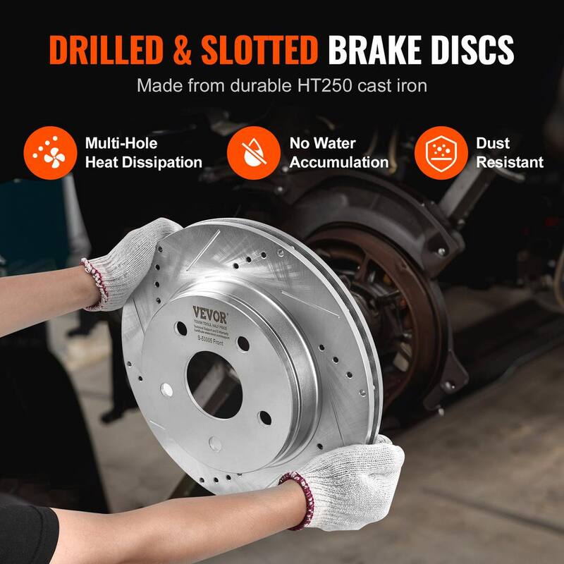 VEVOR Front and Rear Brake Kit for 06-2018 Dodge Ram 1500,07-2009 Dodge Durango Chrysler Aspen, Drilled Brake Rotors - QCCCPTZDURAN0IE56V0