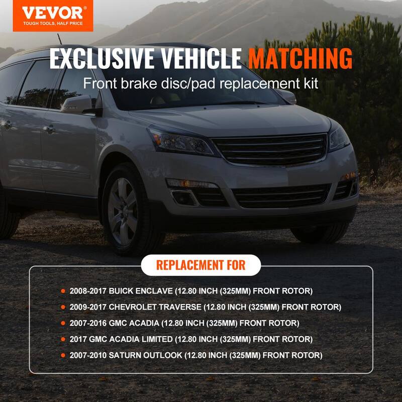 VEVOR Front Brake Kit Compatible with 2007-2017 Chevy Traverse, Buick Enclave, GMC Acadia, Saturn Outlook,Drilled Brake Rotors - QCCCPTZTRAVEMZKYOV0
