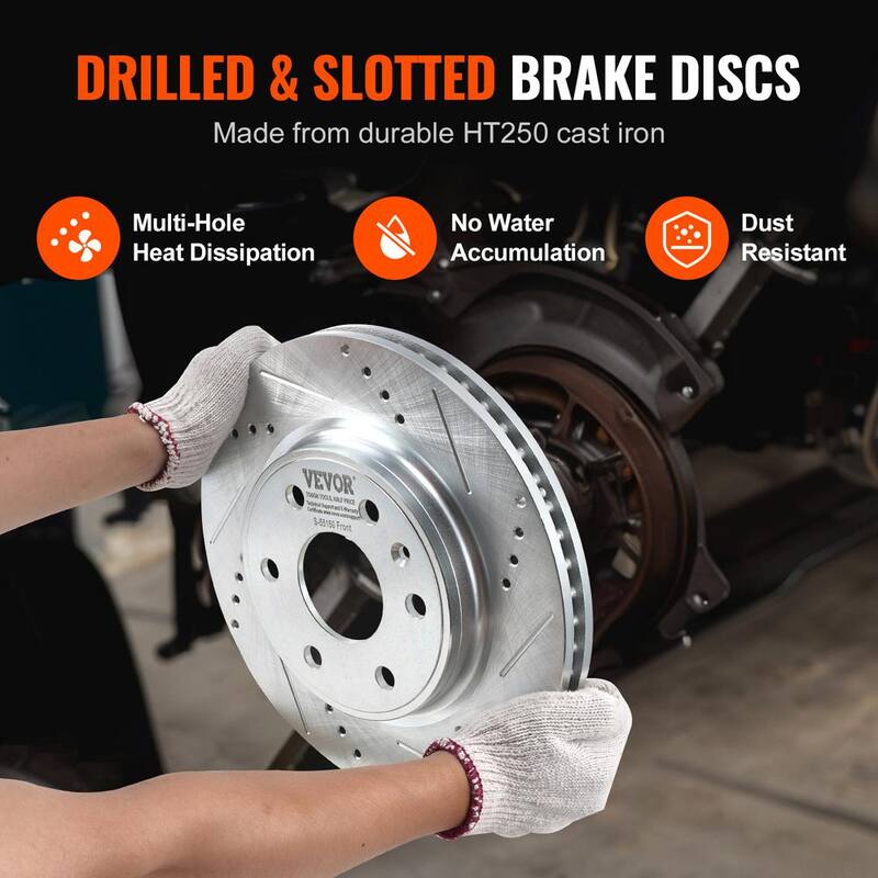 VEVOR Front Brake Kit Compatible with 2007-2017 Chevy Traverse, Buick Enclave, GMC Acadia, Saturn Outlook,Drilled Brake Rotors - QCCCPTZTRAVEMZKYOV0