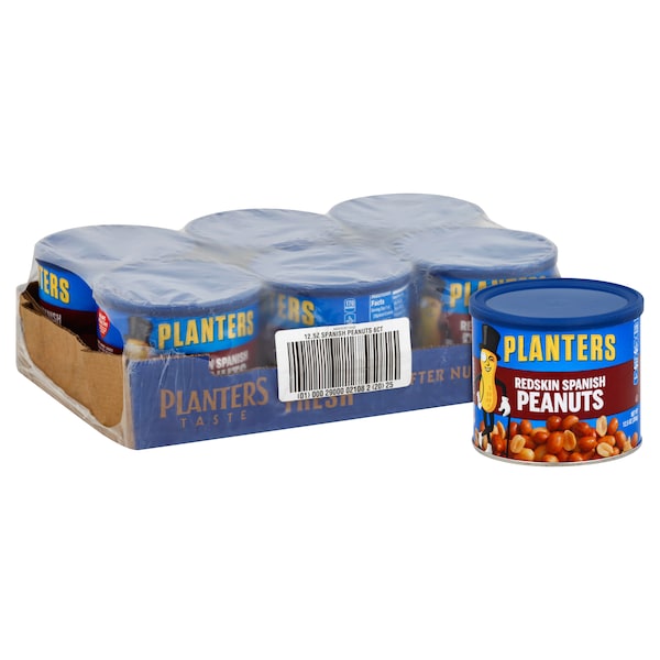 Cacahuates españoles Planters en lata de 12.5 oz, paquete de 6 - 00029000021082
