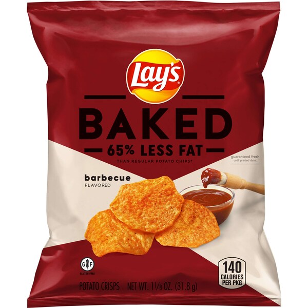 Lays Lay's papas fritas horneadas sabor BBQ de 1.12 oz, paquete de 64 bolsas - 44395