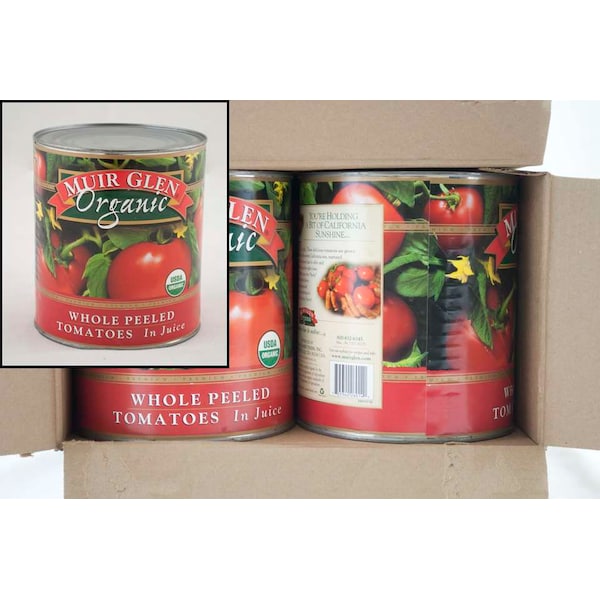Muir Glen Tomates Orgánicos Enteros Pelados 102 oz, Paquete de 6 - 725342-26014