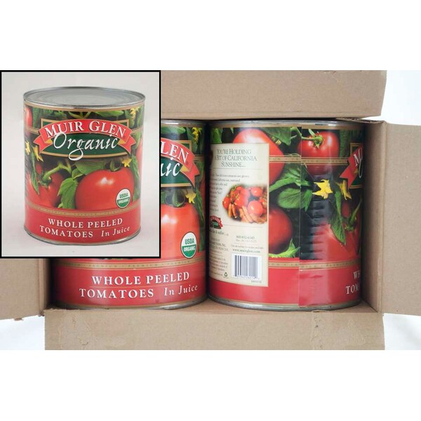 Muir Glen Tomates Orgánicos Enteros Pelados 102 oz, Paquete de 6 - 725342-26014