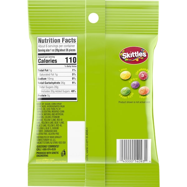 Skittles Skittles Dulces con Sabor Ácido 5.7 oz., Paquete de 12 - 159314
