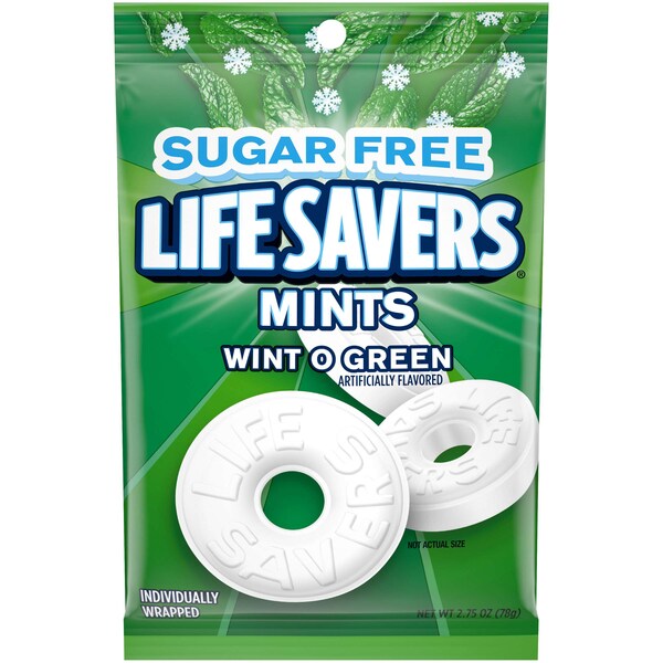 Salvavidas Life Savers Sin Azúcar Wintergreen 2.75 oz., Paquete de 12 - 384717
